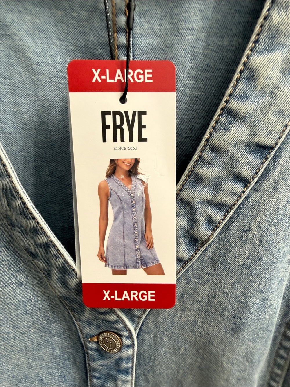 Frye Light Wash Blue Denim Dress - Picture 4 of 7